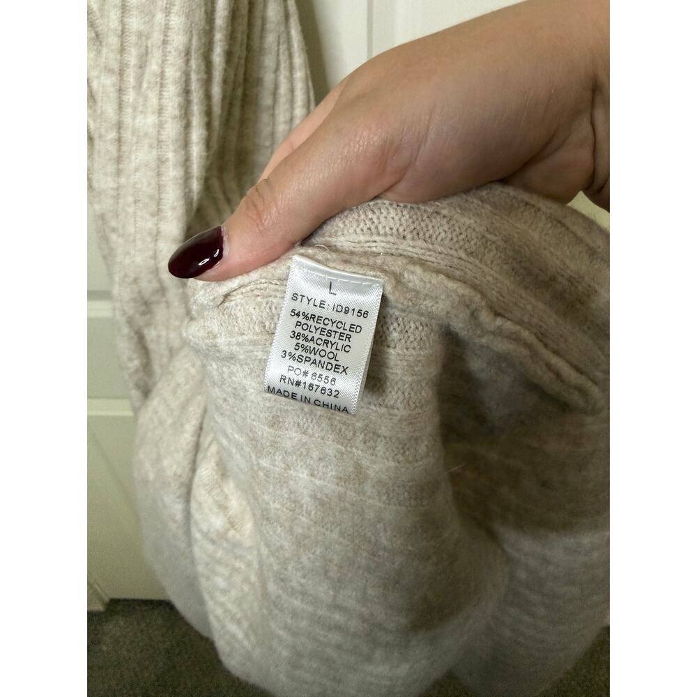 Altar’d State Sz L Knit Maxi Dress Oatmeal Beige Cable Knit Pleated Cap Sleeve - Picture 10 of 10